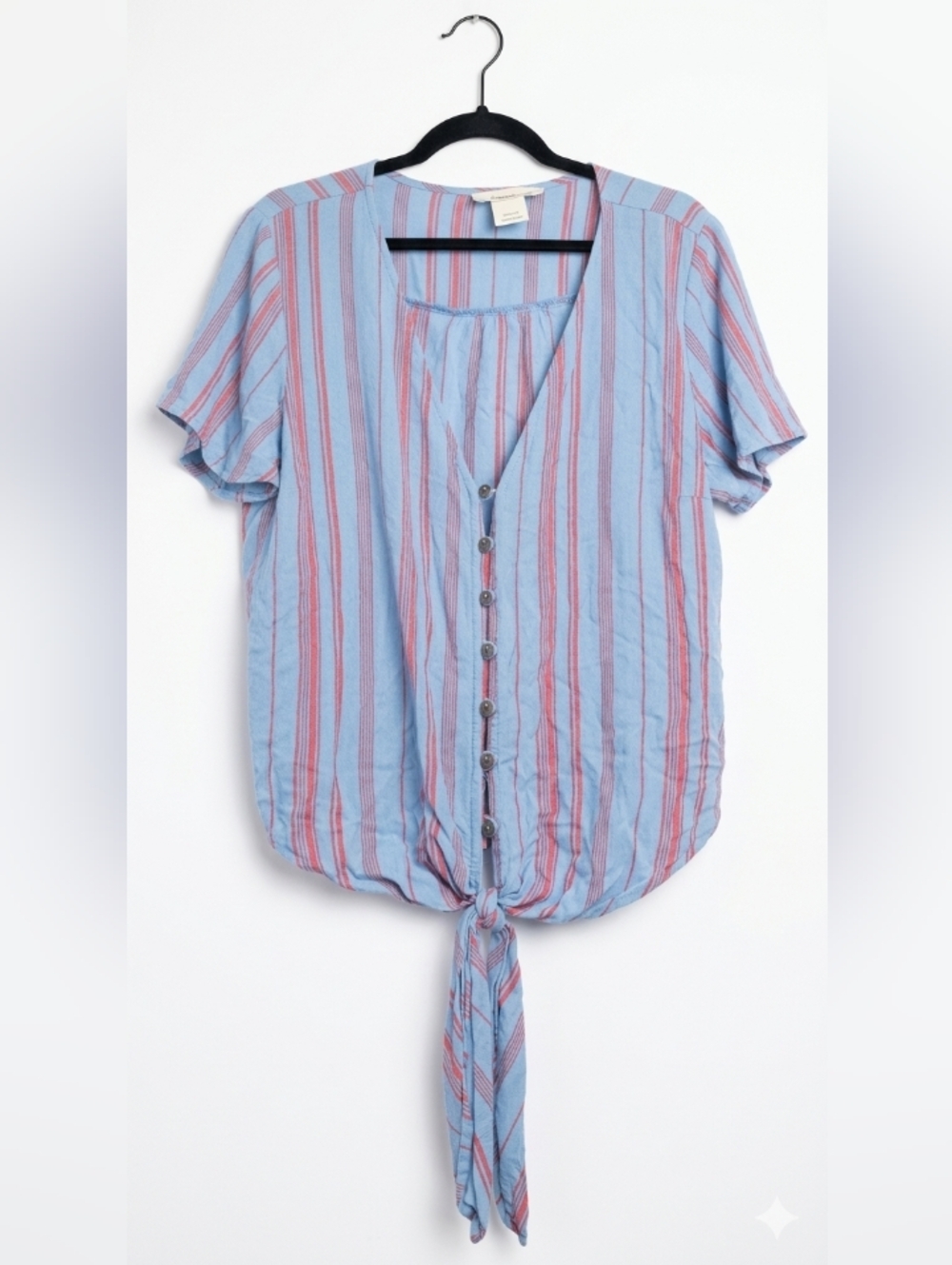 Urban Romantics Striped Front-Tie Blouse Small Like New